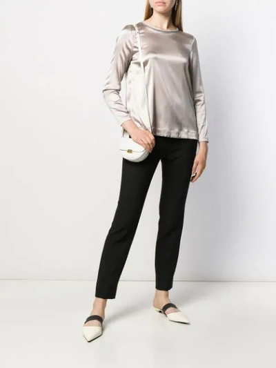 Shop Peserico Stretch Long Sleeve Top In Grey