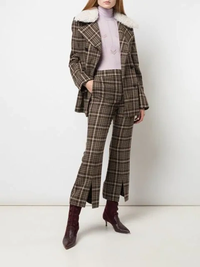 Shop Adam Lippes Double-breasted Plaid Jacket In Brown