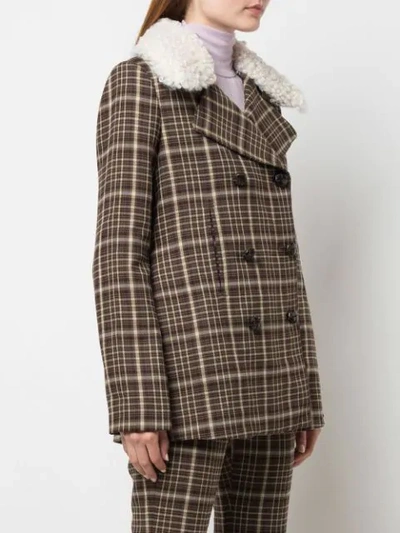 Shop Adam Lippes Double-breasted Plaid Jacket In Brown