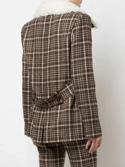 Shop Adam Lippes Double-breasted Plaid Jacket In Brown