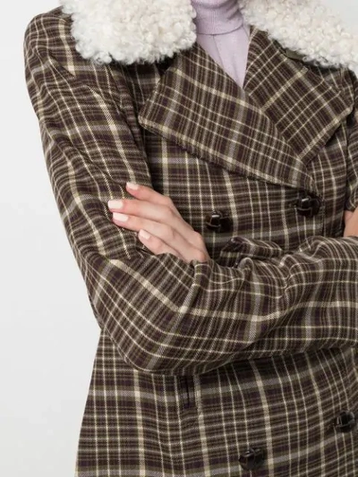 Shop Adam Lippes Double-breasted Plaid Jacket In Brown