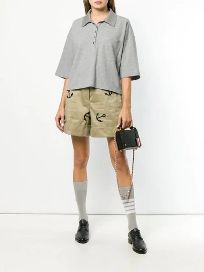 Shop Thom Browne Piqué Cotton Oversized Pocket Polo In 055 Light Grey
