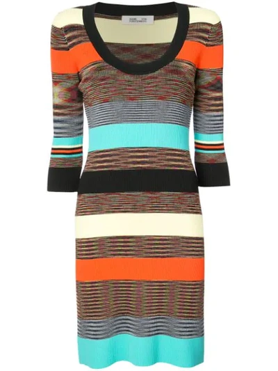 Shop Diane Von Furstenberg Rib Knit Fitted Dress In Multicolour