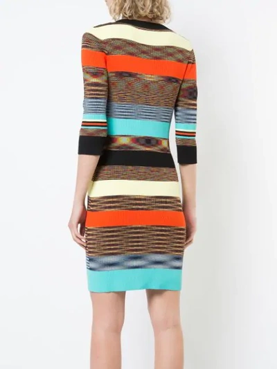 Shop Diane Von Furstenberg Rib Knit Fitted Dress In Multicolour