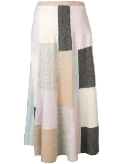 Shop Adam Lippes Brushed Cashmere Flared Skirt In Multicolour