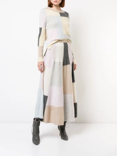 Shop Adam Lippes Brushed Cashmere Flared Skirt In Multicolour