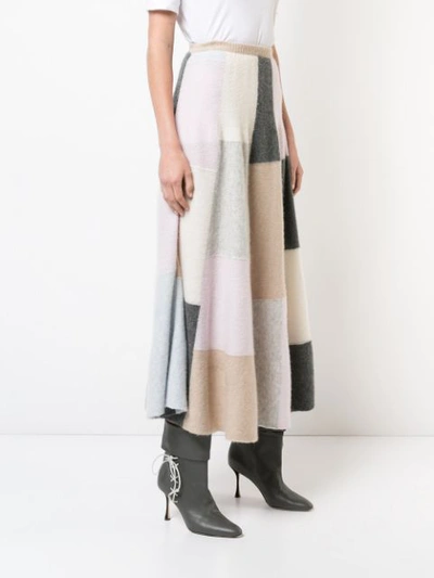 Shop Adam Lippes Brushed Cashmere Flared Skirt In Multicolour