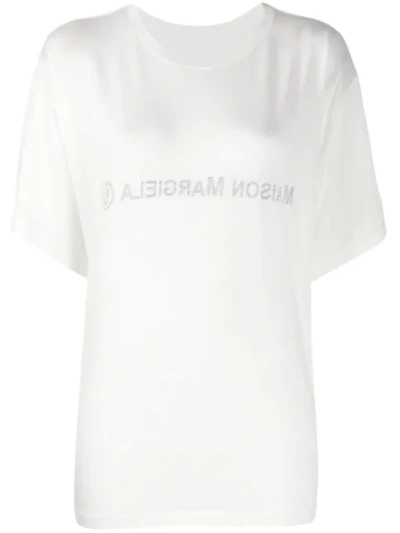 Shop Mm6 Maison Margiela Inside Out Logo T-shirt In White