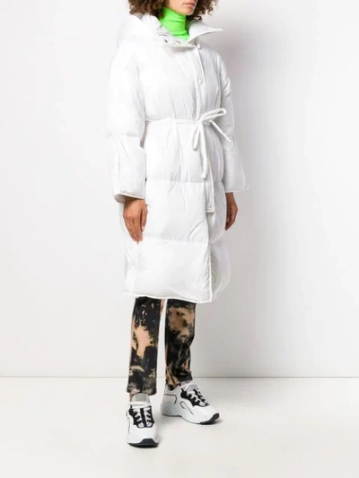 Shop Acne Studios Tie Waist Puffer Coat In 183-optic White
