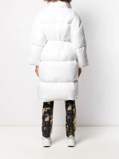 Shop Acne Studios Tie Waist Puffer Coat In 183-optic White