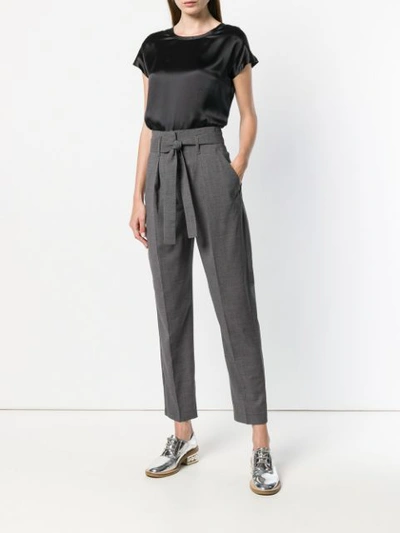 Shop Pinko Houndstooth Tapered Trousers In Grey