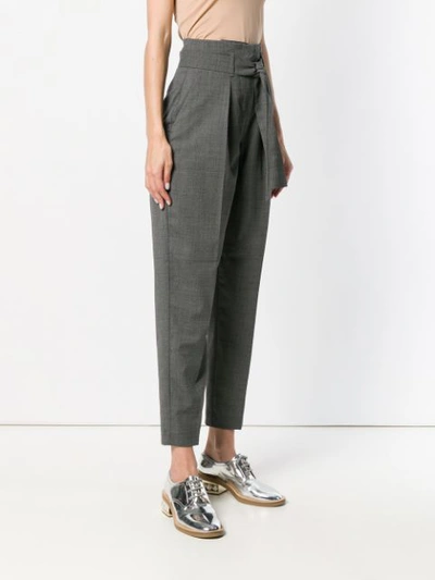 Shop Pinko Houndstooth Tapered Trousers In Grey