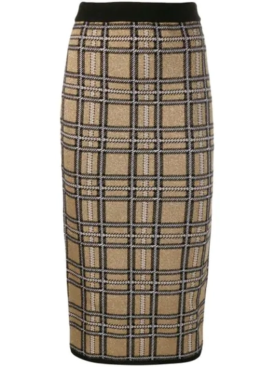 Shop Antonio Marras Checked Fitted Skirt In Gold