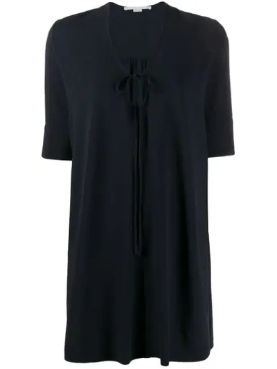 Shop Stella Mccartney Key-hole Neckline Short-sleeved Dress In Blue
