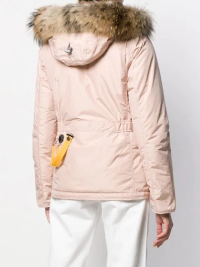 Shop Parajumpers Fur Trimmed Padded Coat In 540 Powder Pink