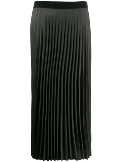 Shop Moncler Long Pleated Skirt In Green