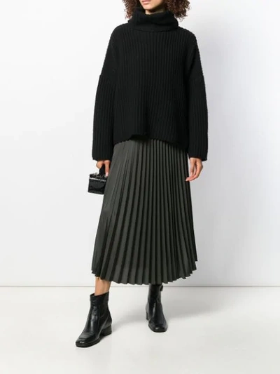 Shop Moncler Long Pleated Skirt In Green
