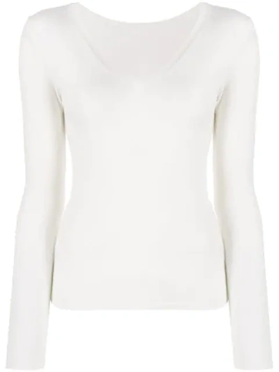 Shop P.a.r.o.s.h Lilla V-neck Sweater In White