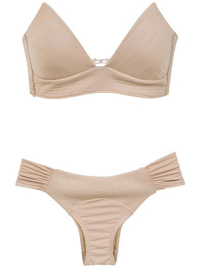 Shop Amir Slama Bikini With Cut Detail In Neutrals