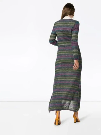 Shop Jacquemus Striped Long Cardigan In Purple