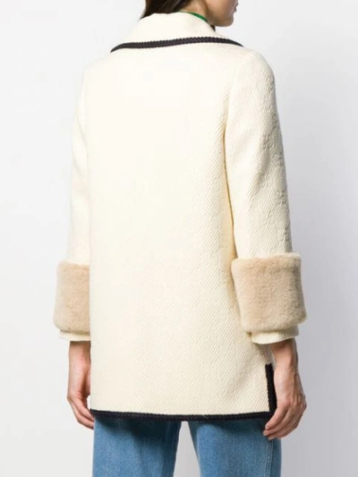 Shop Gucci Single-breasted Trimmed Coat In Neutrals