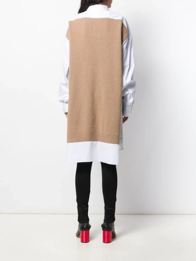 Shop Maison Margiela Knitted Panel Shirt Dress In Brown