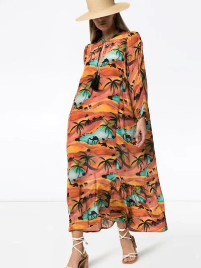 Shop Chufy Oasis Print Drawstring Dress In Orange