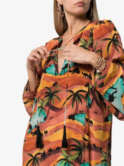 Shop Chufy Oasis Print Drawstring Dress In Orange