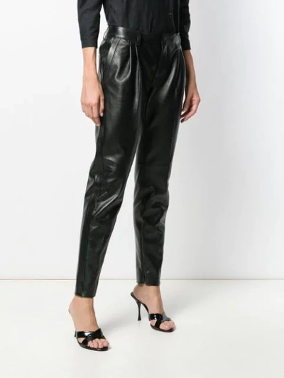 Shop Saint Laurent Mid-high Tapered Trousers In Black