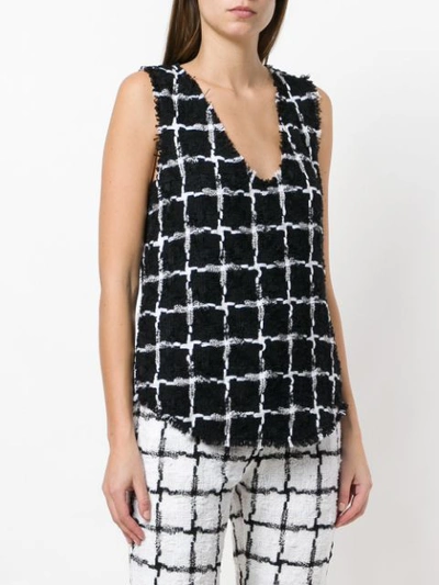 Shop Balmain Grid Patterned Top - Black