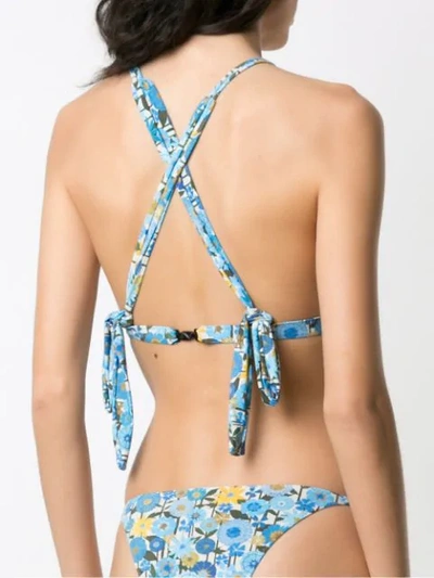 Shop Clube Bossa Blume Printed Bikini Top In Blue