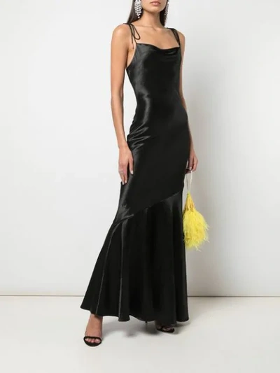 Shop Rebecca Vallance Long Satin Gown In Black