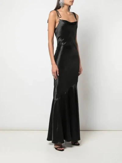 Shop Rebecca Vallance Long Satin Gown In Black