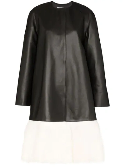 Shop Loewe Fur Panel Coat In Black