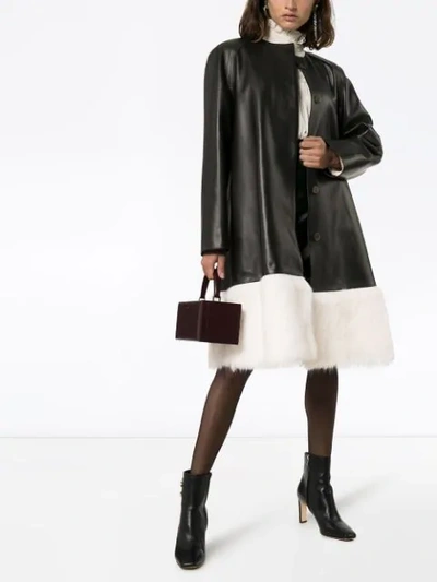 Shop Loewe Fur Panel Coat In Black