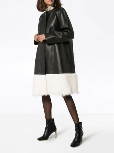 Shop Loewe Fur Panel Coat In Black