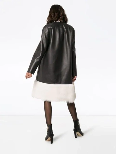 Shop Loewe Fur Panel Coat In Black