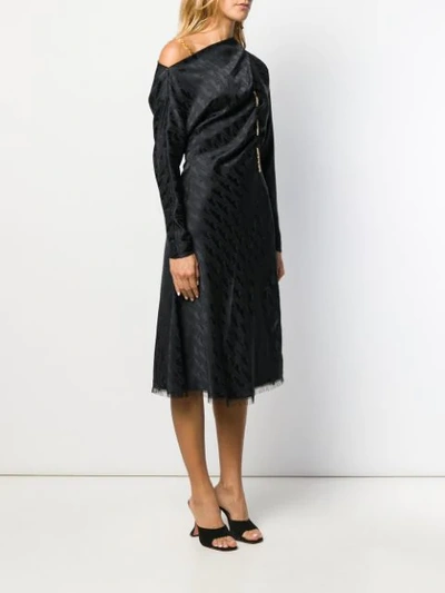 Shop Versace Draped Satin Midi Dress In Black
