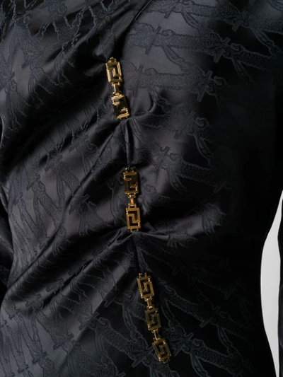 Shop Versace Draped Satin Midi Dress In Black