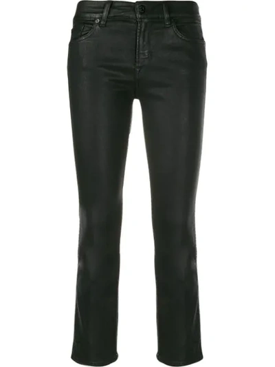 Shop 7 For All Mankind Faux Leather Cropped Trousers In Black