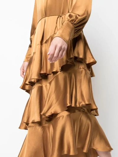 Shop Zimmermann Pussy Bow Midi Dress In Gold