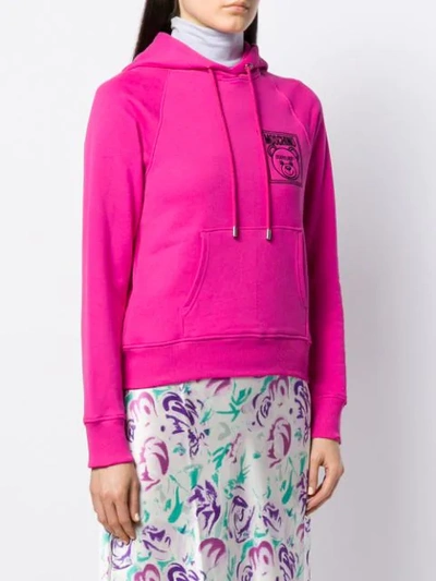 Shop Moschino Embroidered Teddy Bear Hoodie In 4219 Pink