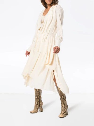 Shop Chloé Flou Silk Shirt Dress In Neutrals