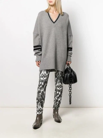 Shop Barbara Bui Oversized Knitted Jumper In Grey