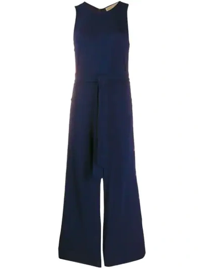 Shop Michael Michael Kors Cropped Wide-leg Jumpsuit In Blue