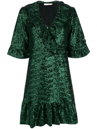 Shop Amen Sequin Embellished Wrap Dress - Green