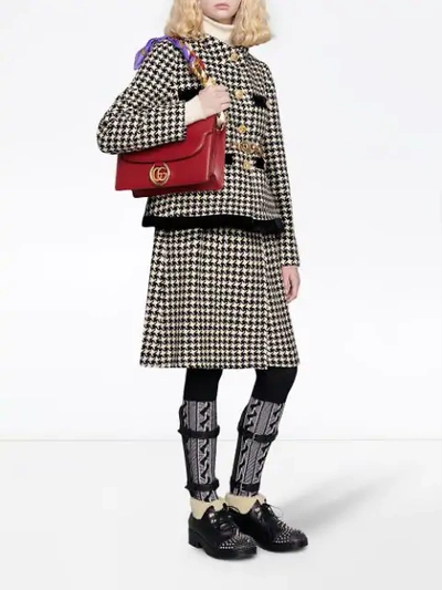 Shop Gucci Houndstooth Tweed Jacket In Black