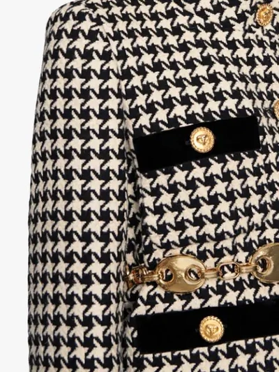 Shop Gucci Houndstooth Tweed Jacket In Black