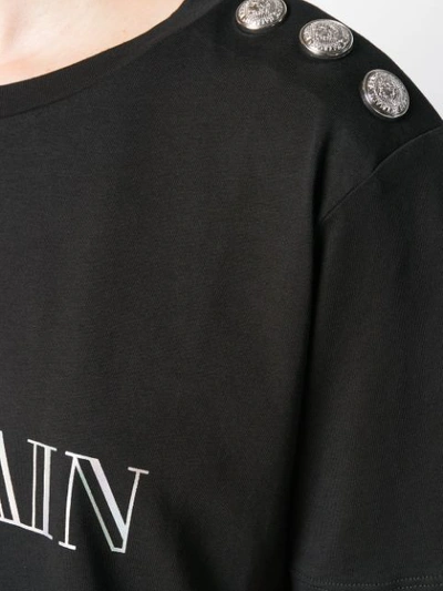Shop Balmain Buttoned Logo T-shirt In Black