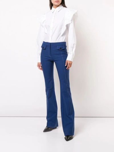 Shop Derek Lam 10 Crosby Flare Trouser With Tab Details - Blue